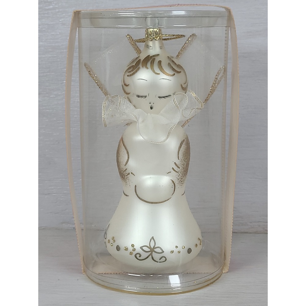 Pier 1 Lella 2003 Hand Painted Mouth Blown Glass Singing Angel Ornament Italy